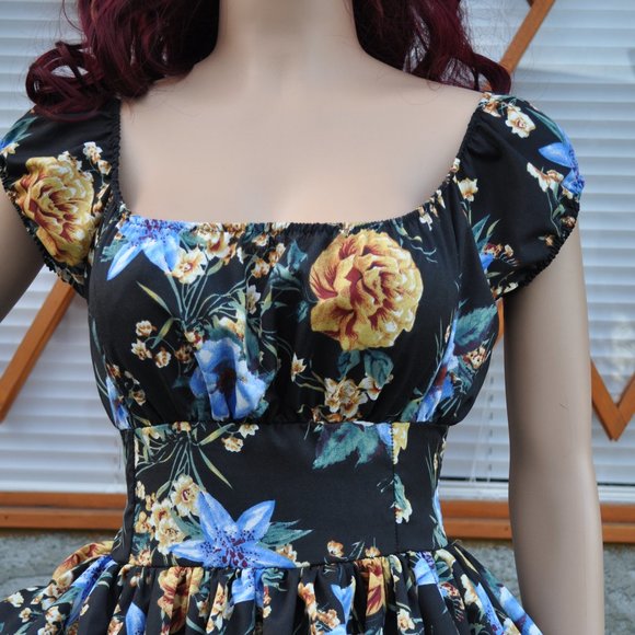 Women's Peasant Dress low shoulder Retro vintage 1950's pinup swing style - Picture 2 of 6